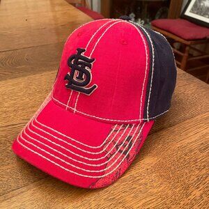 Men's St. Louis Cardinals Red/Blue Heavy Stitch Metal Buckle Strap Baseball Hat